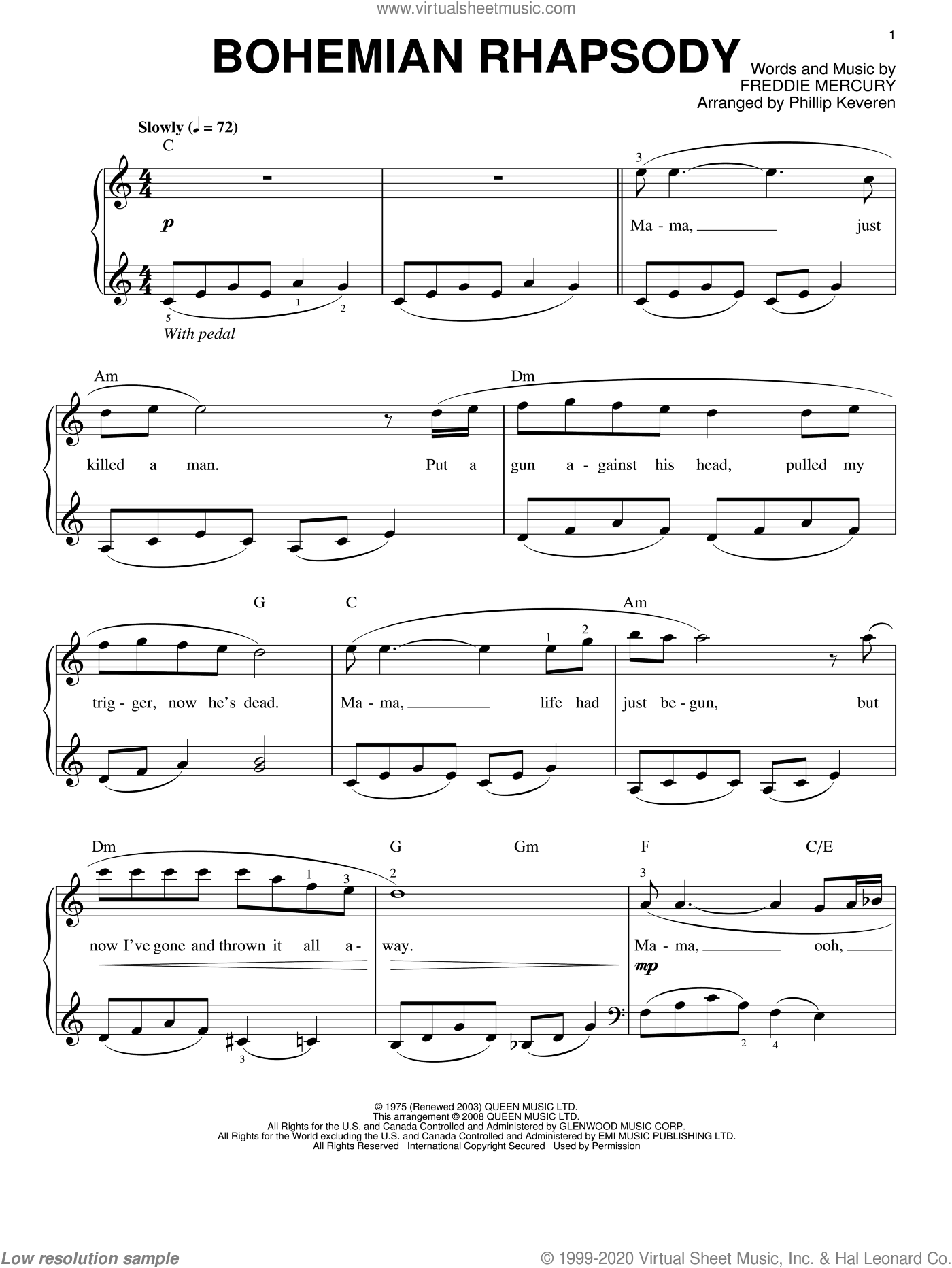 clarinet bohemian rhapsody sheet music