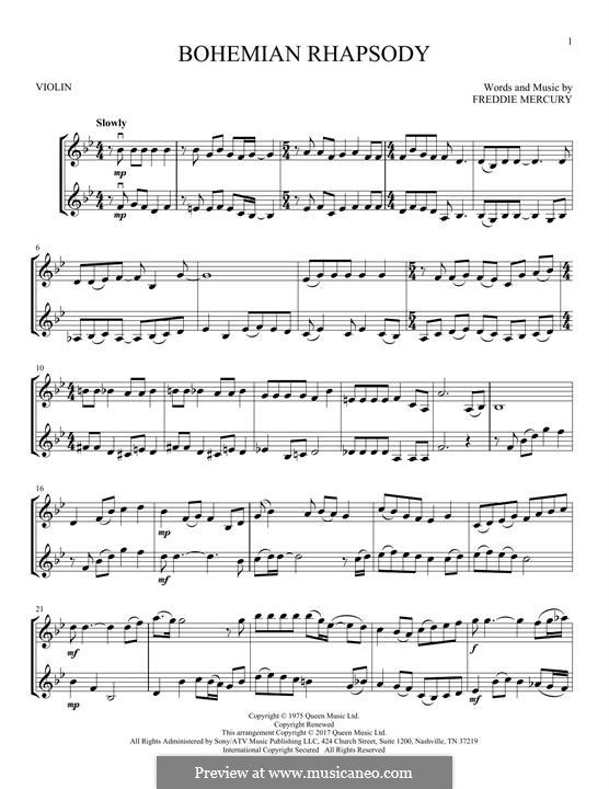 clarinet bohemian rhapsody sheet music